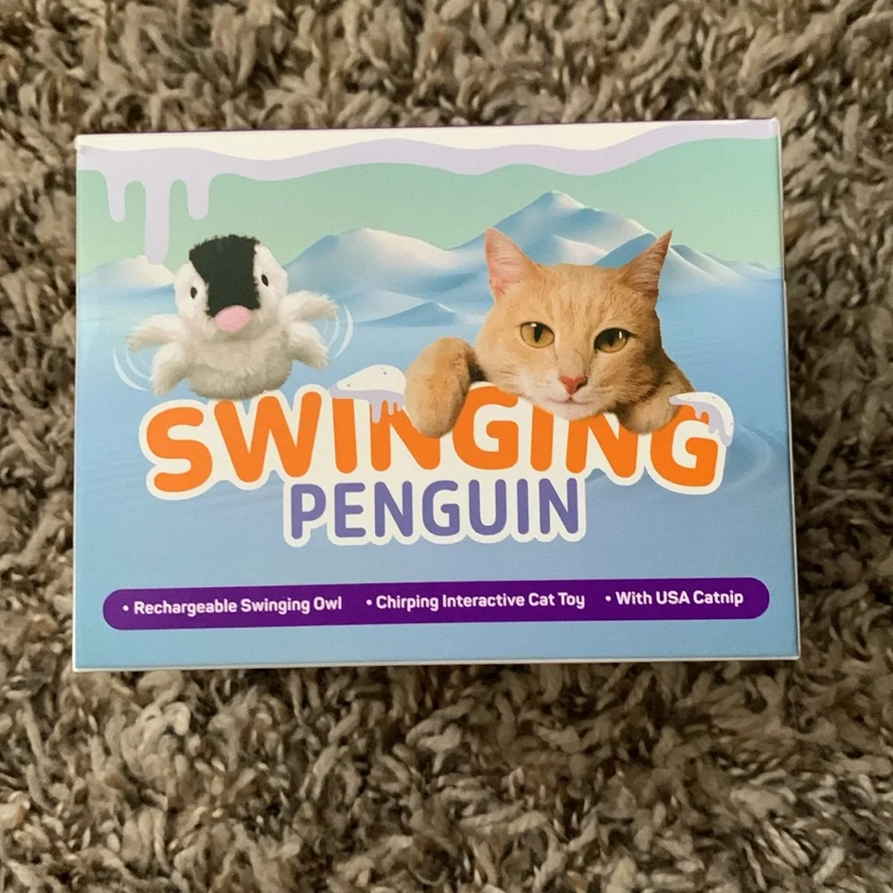 NWOT Swinging Penguin Cat Toy